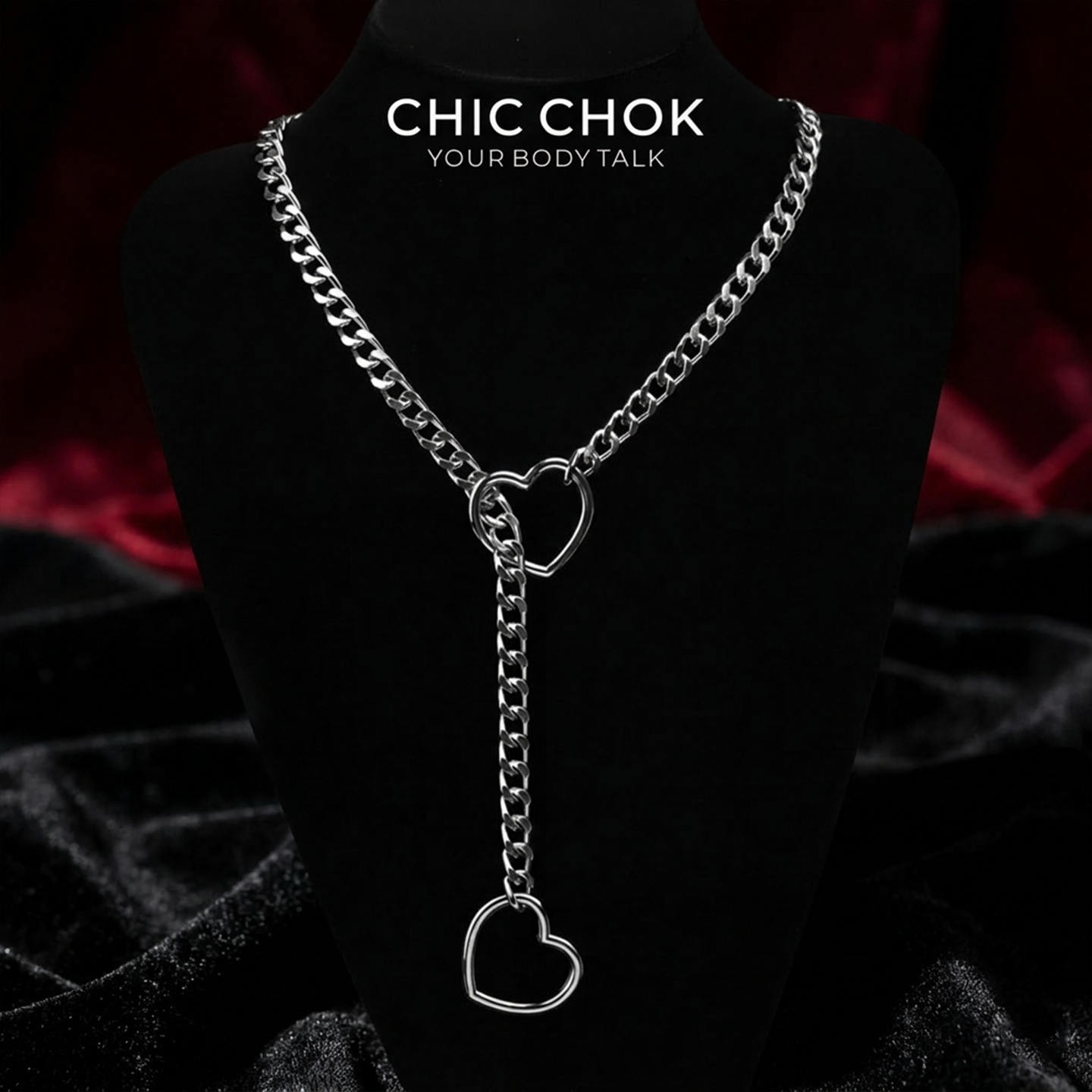 CHICCHOK [MeowChain] Heart O-ring Cuban chain necklace