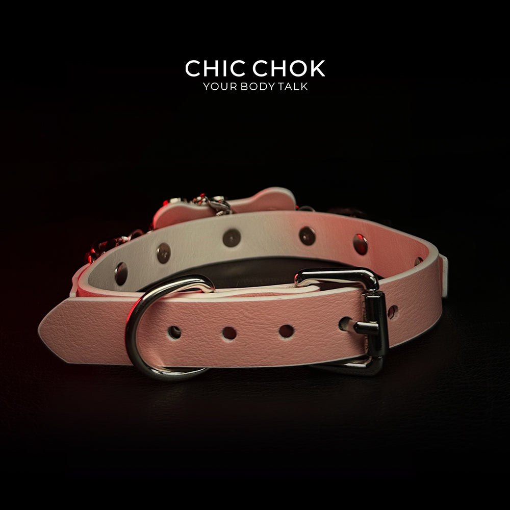 puppy love Pink and white puppy choker  Hang Tag