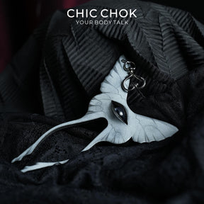 CHICCHOK Occult Psych-Butterfly Leather Pendant | Gothic Glass Eye Brooch Pin | Creepy Cute Taxidermy Cyber Punk Bag Charm