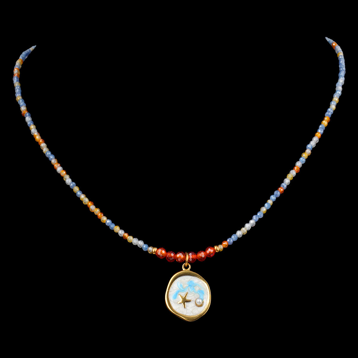 CHICCHOK Bohemian Enamel Ocean Beaded Necklace & Bracelet Set | Asymmetric Star Moon Pendant | Summer Beach Resort Y2K Jewelry