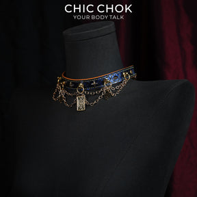 CHICCHOK ラバーズ・ウィスパー | ブルースネーク・タロットチョーカー | レイヤードゴールド・ゴシックネックレス