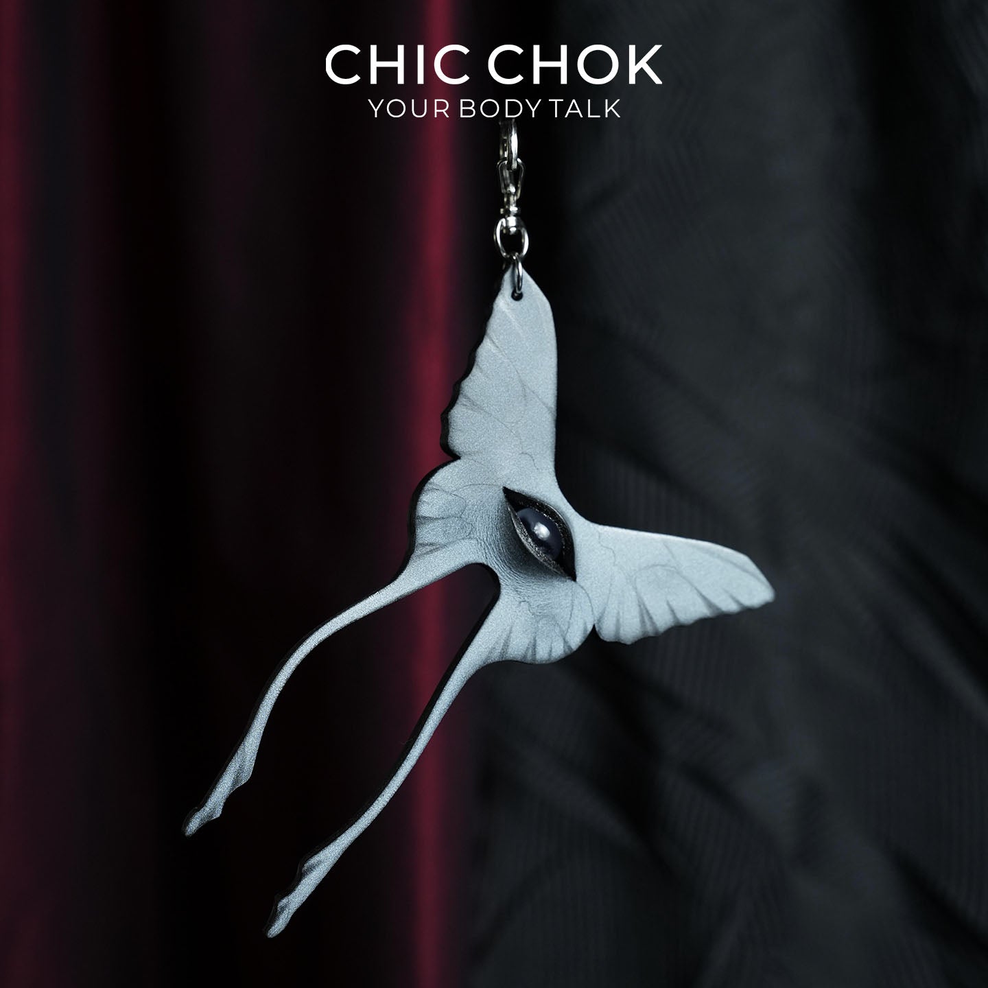 Liontin Kulit CHICCHOK Occult Psych-Butterfly | Pin Bros Mata Kaca Gotik | Charm Tas Cyber Punk Taksidermi Creepy Cute