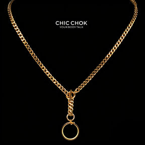 CHICCHOK "Lunar Shackle" Stainless Steel Ring Y-Necklace | Gothic OT Toggle Clasp Star & Moon Pendant Drop Chain | Dark Grunge Y2K Streetwear Jewelry