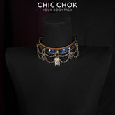 CHICCHOK ラバーズ・ウィスパー | ブルースネーク・タロットチョーカー | レイヤードゴールド・ゴシックネックレス