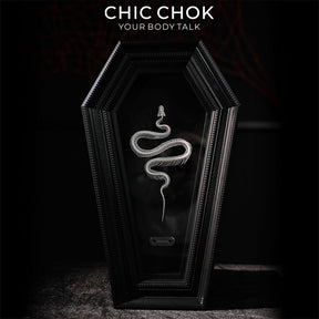 CHICCHOK Coffin Serpent | Real Snake Skeleton Shibari Art Frame | Hexagon Gothic Wall Totem