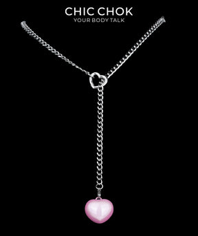 CHICCHOK Sweet Punk Y-Lariat Chain Necklace | Y2K Cute Coquette Heart Charm Collar | Harajuku Kawaii Stainless Steel Cuban Link Jewelry for Sensitive Skin