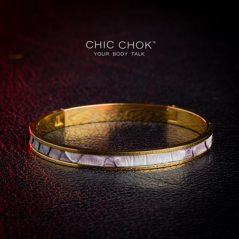 Metallic Bracelet, hand-made custom leather