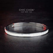CHICCHOK [Angel Pulse] - Pulsera no ajustable de piel de lagarto blanco y acero inoxidable