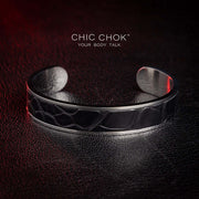 CHICCHOK [Baron Crow] - Stainless Steel Black Alligator Non-adjustable Open Bracelet
