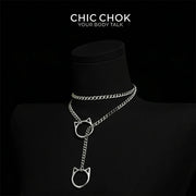 CHICCHOK Gargantilla Deslizable con Anillo para Mujer – Collar en Y Lariat Ajustable Hecho a Mano, Estilo Cadena Cubana