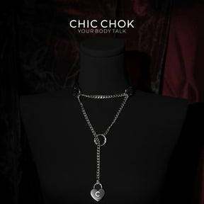 CHICCHOK [Breathless] Black Pull Chain Choker with Love Lock