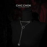 CHICCHOK [Breathless] Choker nero con catena a trazione e Love Lock