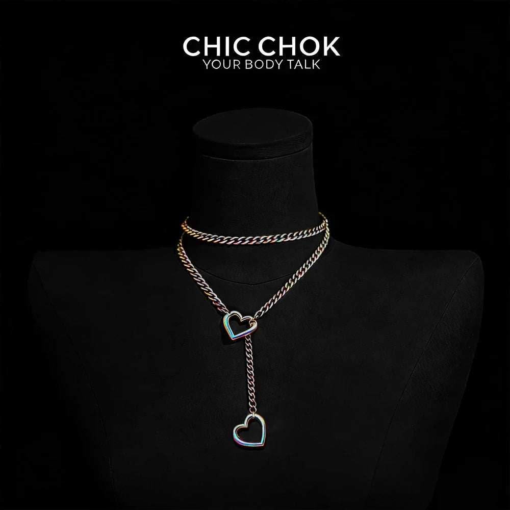 CHICCHOK [MeowChain] Heart O-ring Cuban chain necklace