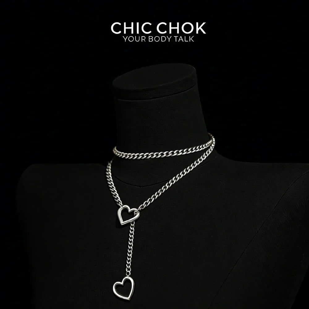 CHICCHOK [MeowChain] Heart O-ring Cuban chain necklace