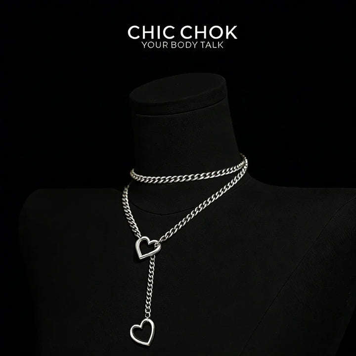 CHICCHOK [MeowChain] Heart O-ring Cuban chain necklace