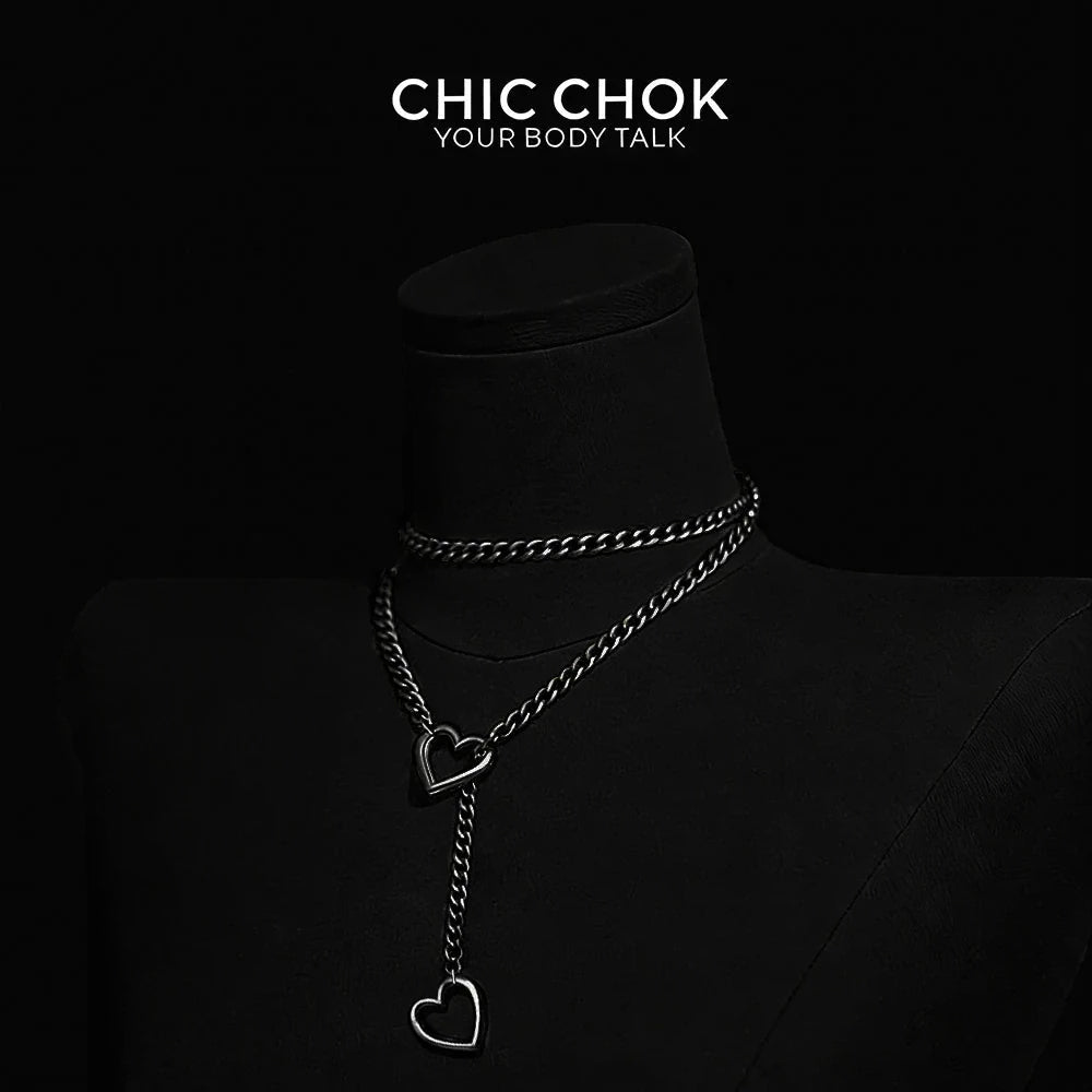 CHICCHOK [MeowChain] Heart O-ring Cuban chain necklace