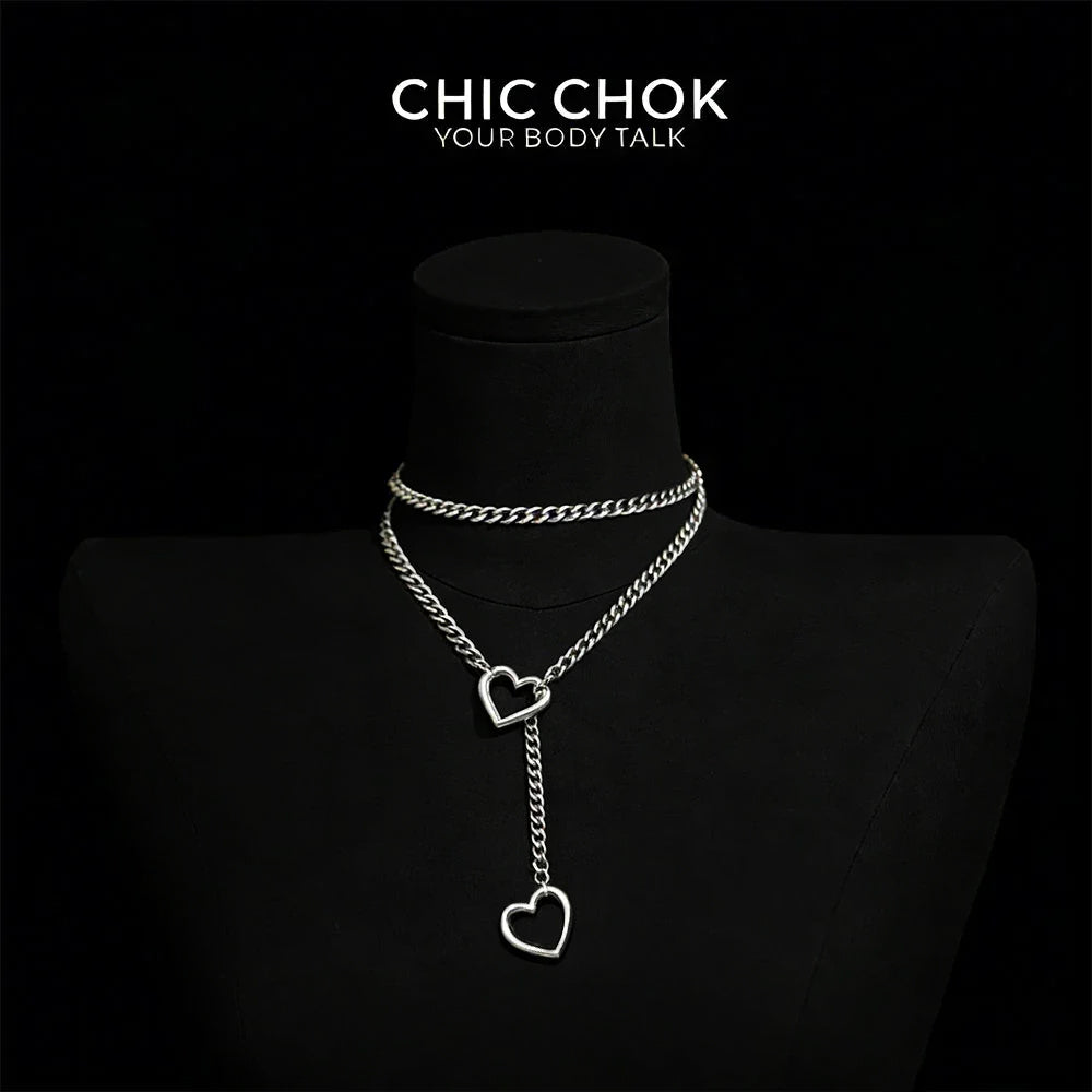 CHICCHOK [MeowChain] Heart O-ring Cuban chain necklace