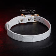 CHIC CHOK Daylight - Collar – fashionable crocodile leather texture design with elegant gold buckle