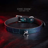 chicchok choker Dark green, purple glitter, large scale crocodile skin, DIY any kind of matching accessories.