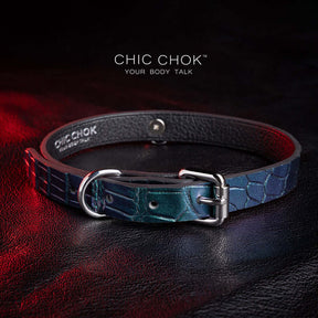chicchok choker Dark green, purple glitter, large scale crocodile skin, DIY any kind of matching accessories.