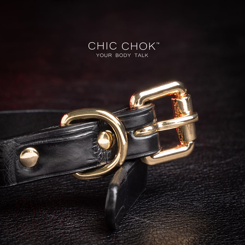 chicchok-Bracelet Rose gold, black genuine leather material luxury design style, solid appearance, comfortable to wear, daily wear, casual wear, formal wear
