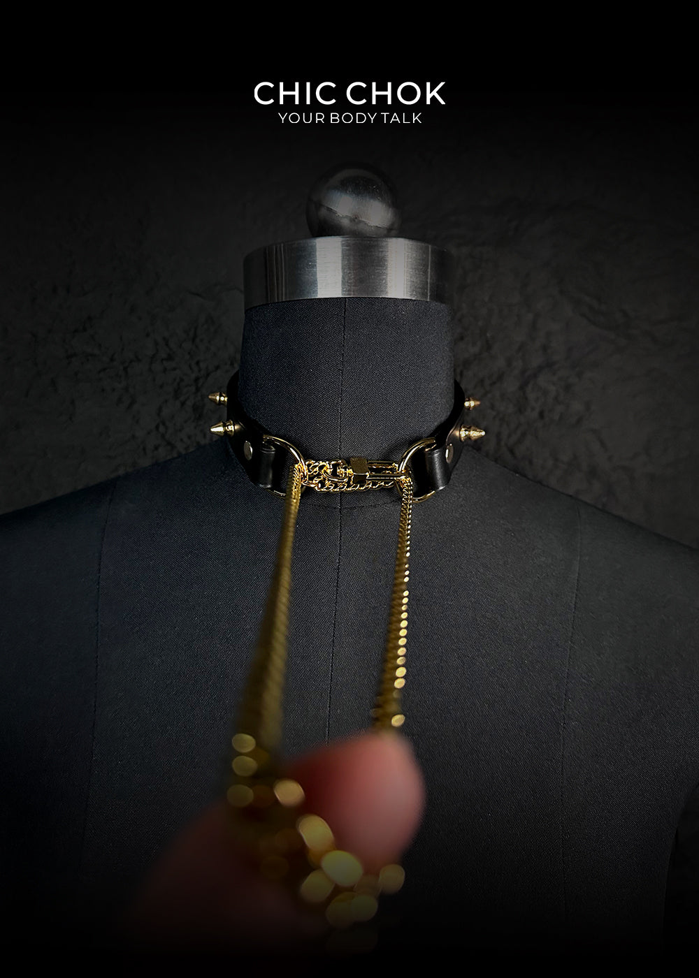 Chicchok Breathless Choker with sharp silver spikes, designed for a bold and edgy style silver gold