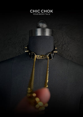 Chicchok Breathless Choker with sharp silver spikes, designed for a bold and edgy style silver gold