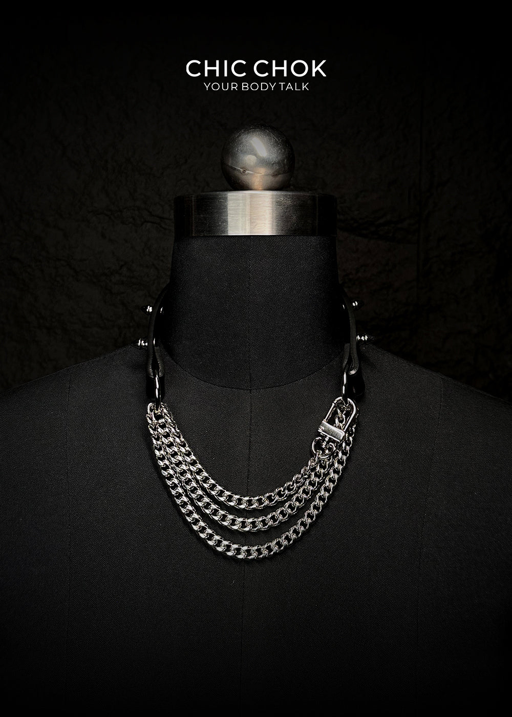Chicchok Breathless Choker with sharp silver spikes, designed for a bold and edgy style