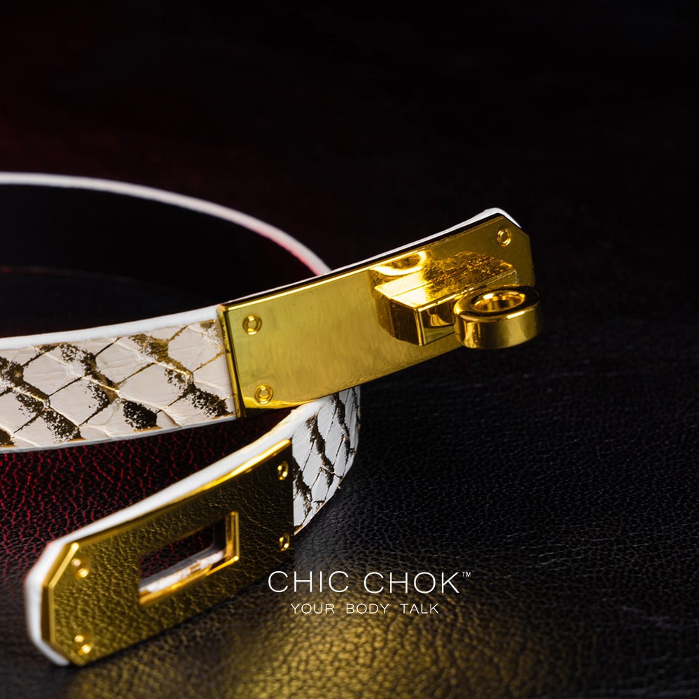 chicchok Isolation Collar Simple wear, high-end feel, luxurious details, handmade, python leather, adjustable design.