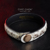 chicchok fashion bracelet, white leather texture design, retro copper metal rivets, elegant and wild.