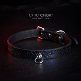 CHICCHOK - Nebula Collar, Black leather handmade polished silver ring smooth clasp, suitable for daily wear and special occasions