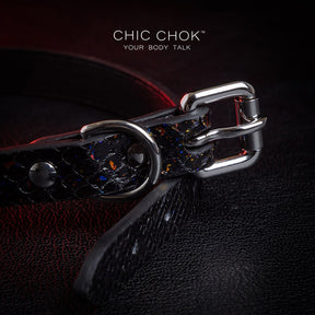 CHICCHOK - Nebula Collar, Black leather handmade polished silver ring smooth clasp, suitable for daily wear and special occasions