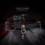 CHICCHOK [Gothic Nocturne] - Choker, Dark Theme, Silver Skull
