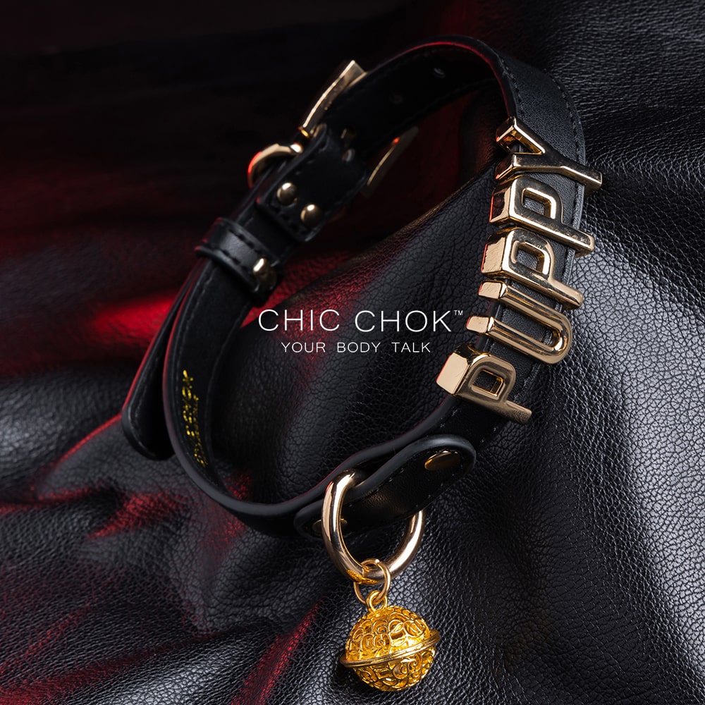 chicchok black leather collar, custom letter decoration, multi-color pendant, fashionable and personalized