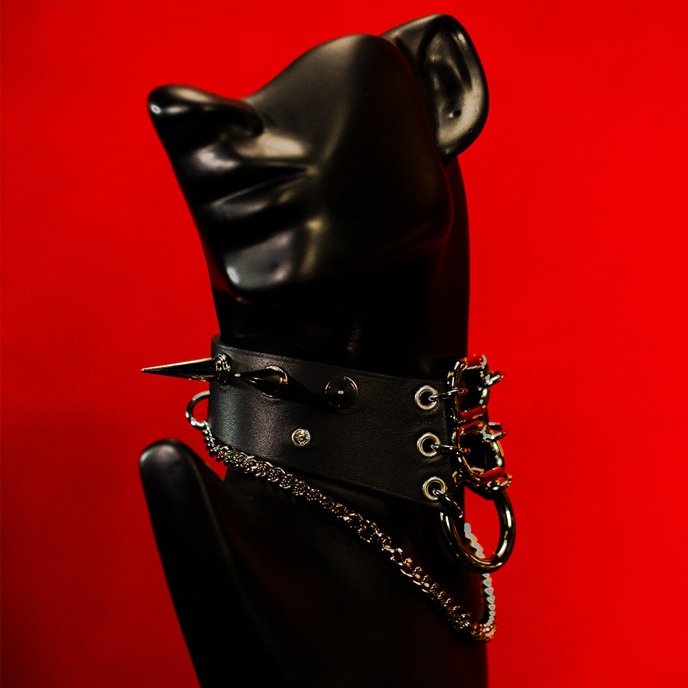 Savage collar is unusual in that it boldly challenges conventional aesthetics and combines over-the-top, goth and wild design elements. 