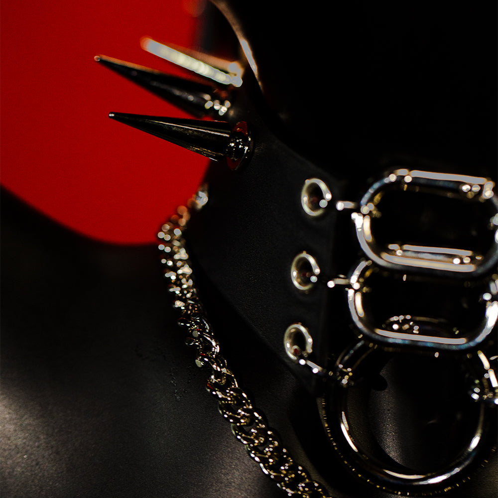 Savage collar is unusual in that it boldly challenges conventional aesthetics and combines over-the-top, goth and wild design elements. 