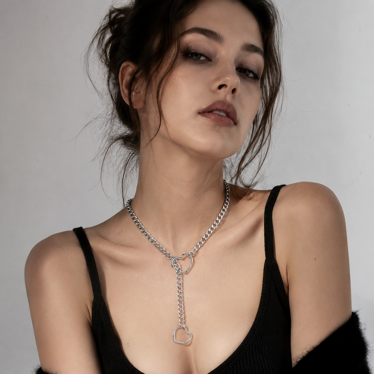CHICCHOK [MeowChain] Heart O-ring Cuban chain necklace