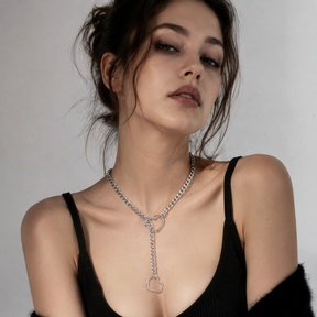 CHICCHOK [MeowChain] Heart O-ring Cuban chain necklace