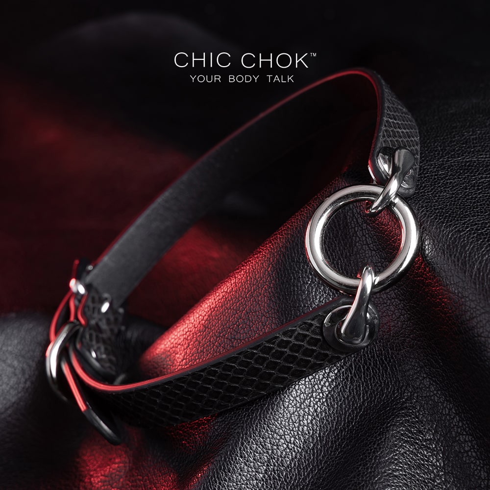 Ring design out of the circle series, predestined relationship, textured python skin given black color more detail and complexity.