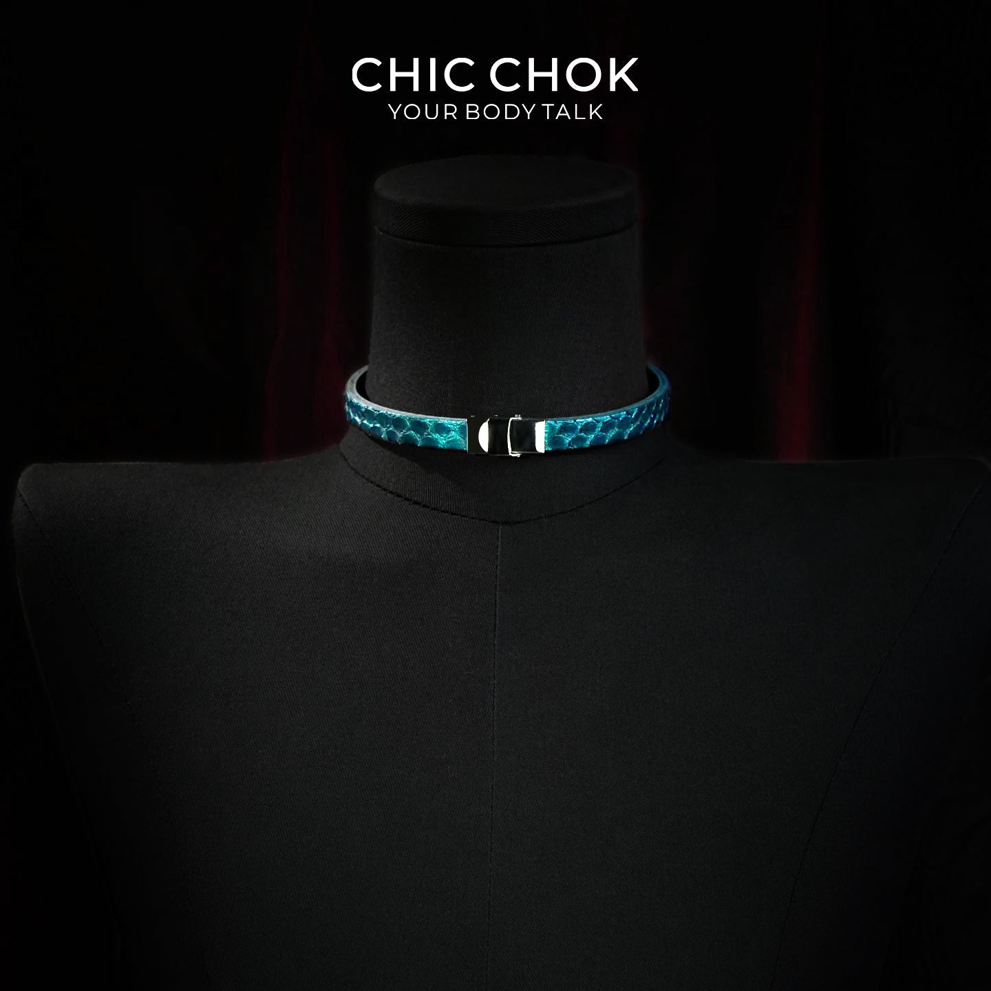 CHIC CHOK Mermaid Scale Teal Iridescent Scale Collar Necklace