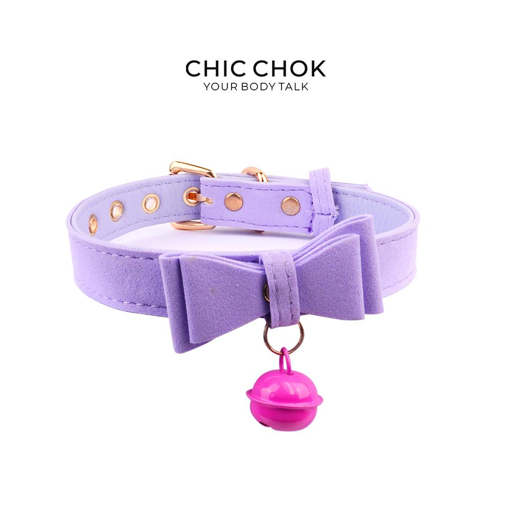 CHICCHOK[ Miss Belle ] Fashion Cute and Lovely Style, Bow Tie with Bell Daily Wear Leather Necklace Choker slipchaincollarwomen Bow Pendant Necklace bow pendant necklace