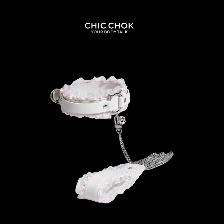 chicchok Black and red classic lace with collar, with traction, for couples