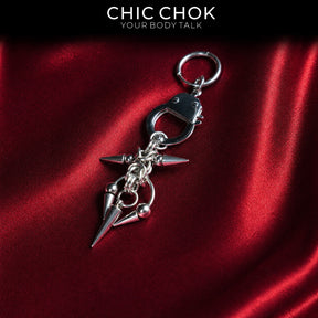 CHICCHOK Imprisoned Cone Shadow Single Earring | Gothic Stainless Steel Handcuff Drop Ear Loop | Subversive Y2K Industrial Punk Spike Tassel Piercing Jewelry for Sensitive Ears