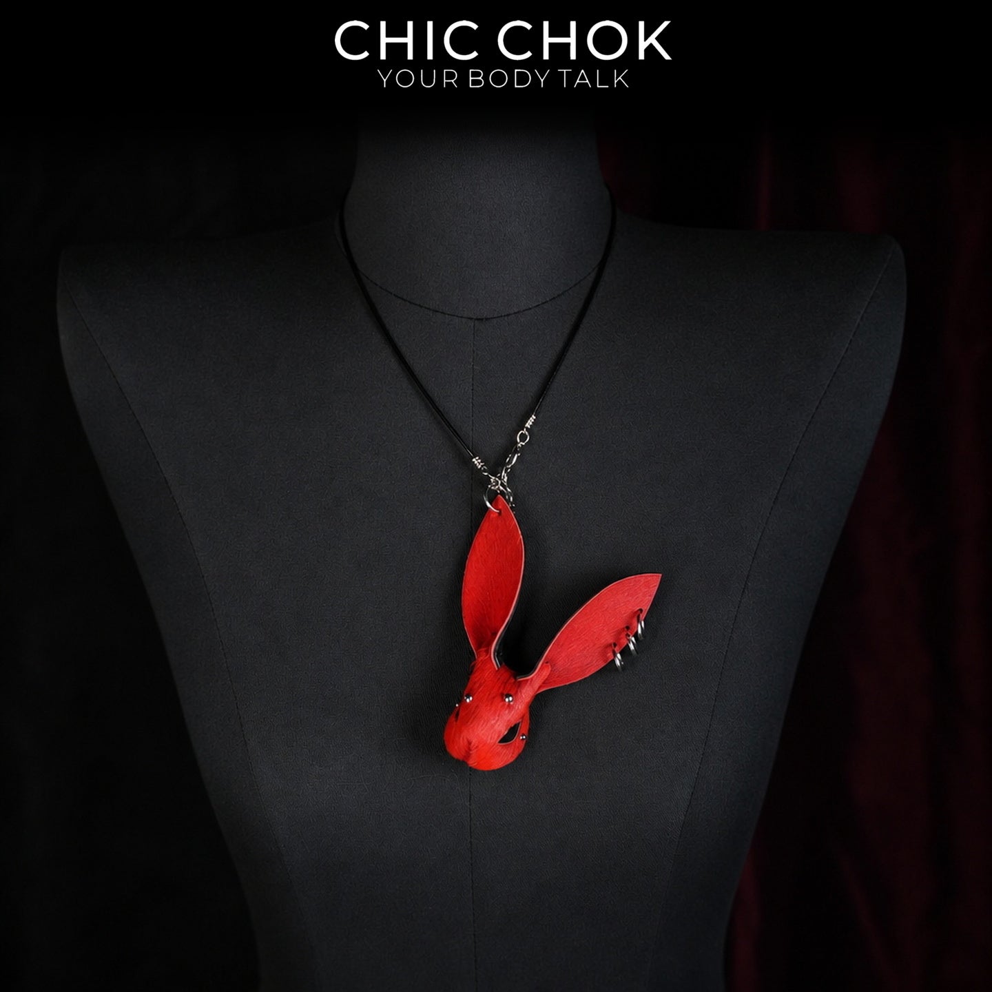 CHICCHOK Contract Bunny | Gothic Cross Leather Necklace | Punk Rock Bag Charm