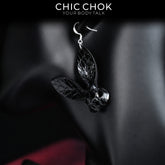 CHICCHOK Black Sugar Bunny Leather Earrings | Gothic Glossy Croc-Embossed Rabbit Drop Jewelry | Creepy Cute Harajuku Cyberpunk Accessories